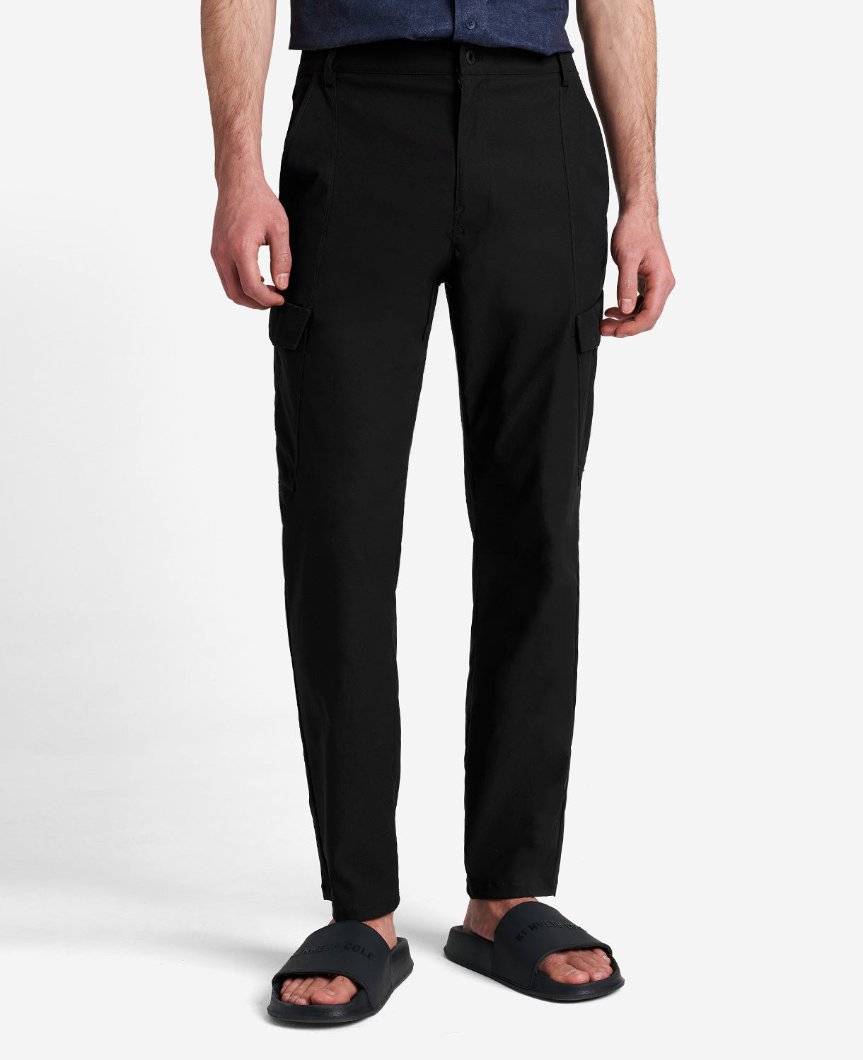 Kenneth Cole Men's Slim Fit Stretch Cargo Pants Black 30 Waist