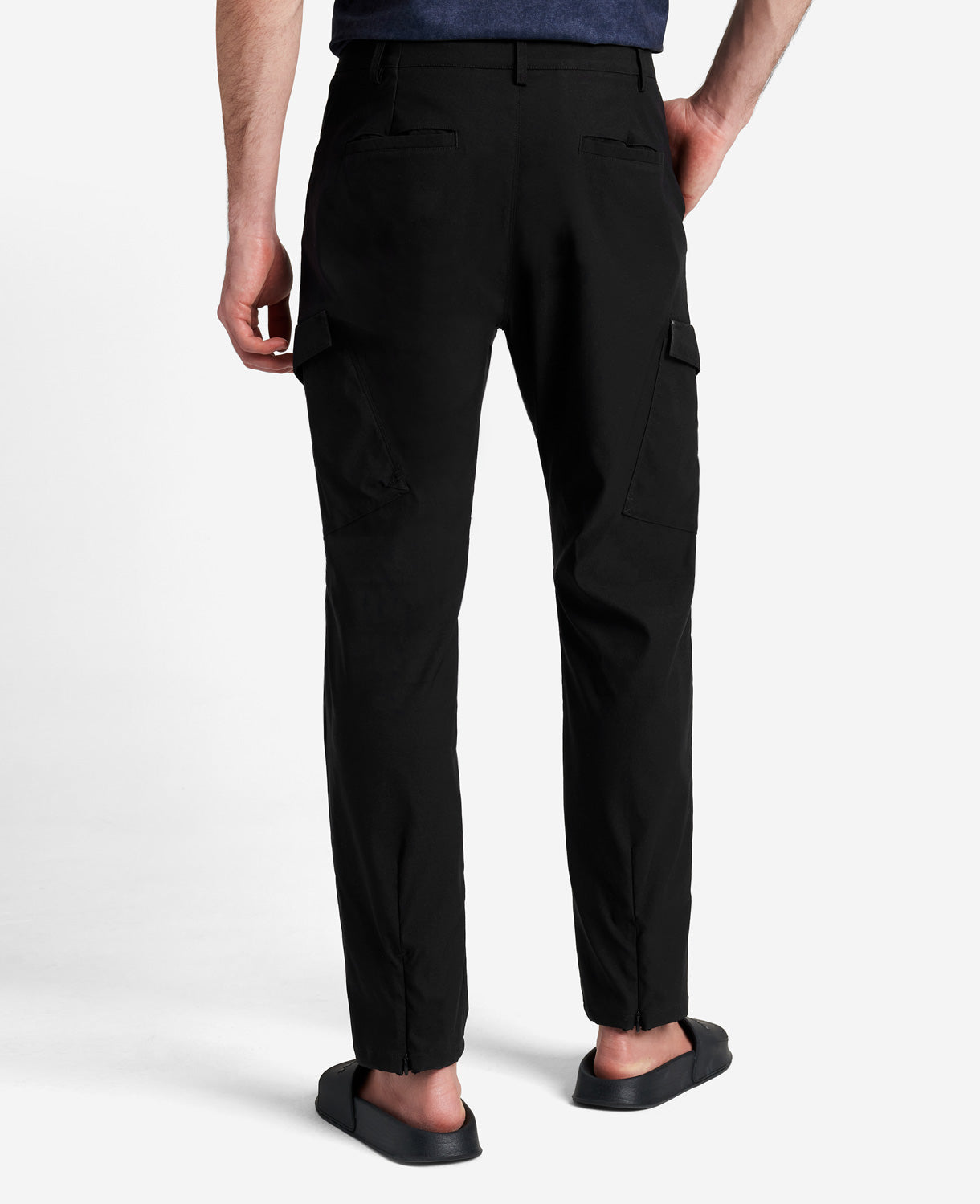 Kenneth Cole Men's Slim Fit Stretch Cargo Pants Black 30 Waist