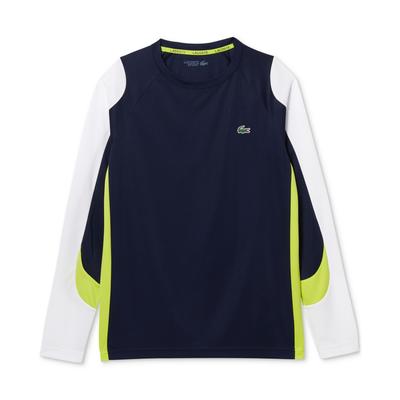 Lacoste Sport Mens Color blocked Tennis Long Sleeve T shirt  Blue White 3XL