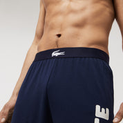 Lacoste Men's Crocodile Print Stretch Cotton Pajama Pants Navy Blue Medium