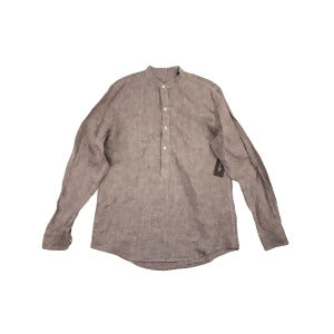 Tasso Elba Men's Banded Collar Linen  Shirt Maroon Purple XL