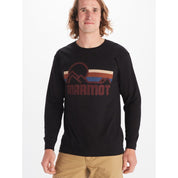 Marmot Mens Coastal Cotton Crewneck Graphic Long Sleeve T Shirt Black Large