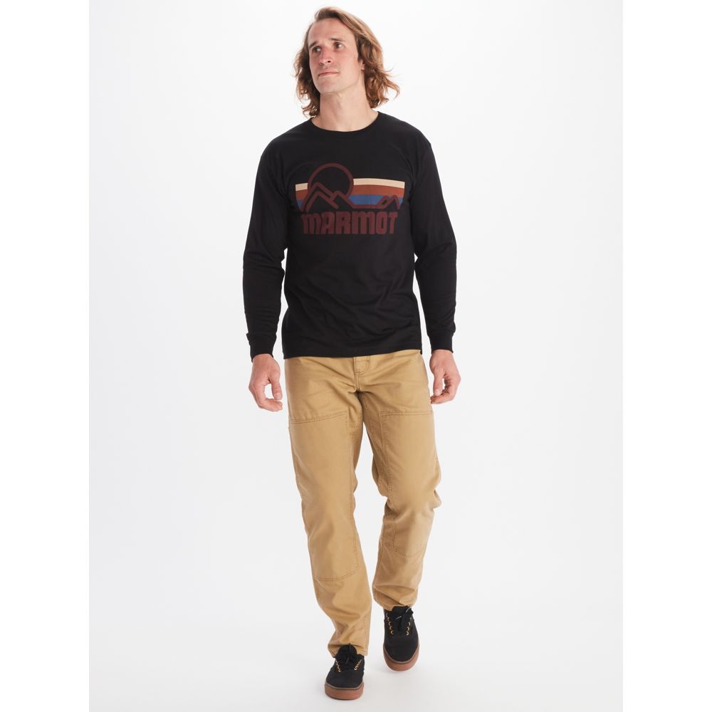 Marmot Mens Coastal Cotton Crewneck Graphic Long Sleeve T Shirt Black Large