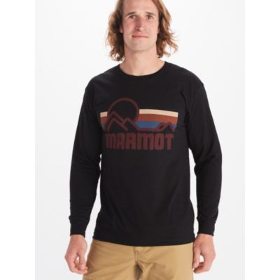 Marmot Mens Coastal Cotton Crewneck Graphic Long Sleeve T Shirt Black Large