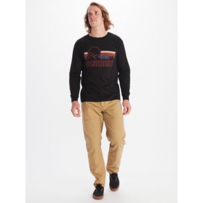 Marmot Mens Coastal Cotton Crewneck Graphic Long Sleeve T Shirt Black Large