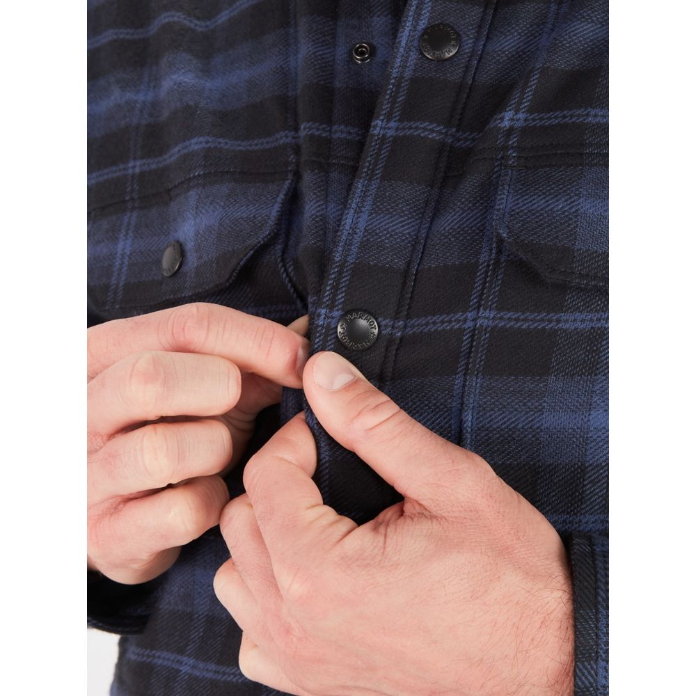 Marmot Men's Ridgefield Sherpa Flannel Shirt  Small  Navy