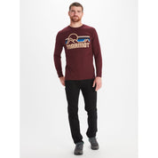 Marmot Mens Coastal Crewneck Graphic Long Sleeve T Shirt Burgundy Red XXL