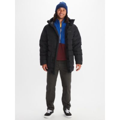 Marmot Mens Puffer Jacket Mantle Hooded Coat Large Black Solid