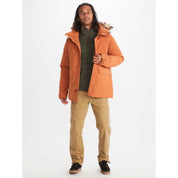 MARMOT Men's Yukon II Down Parka Coat Copper Orange Faux Fur Trim XL