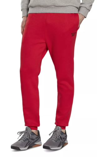 REEBOK Men's Identity Classic Fleece Drawstring-Waist Logo Jogger Pants Red 2XL