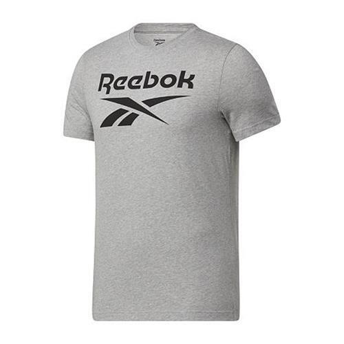 Reebok Mens Logo Short Sleeve T-Shirt Grey Black Large