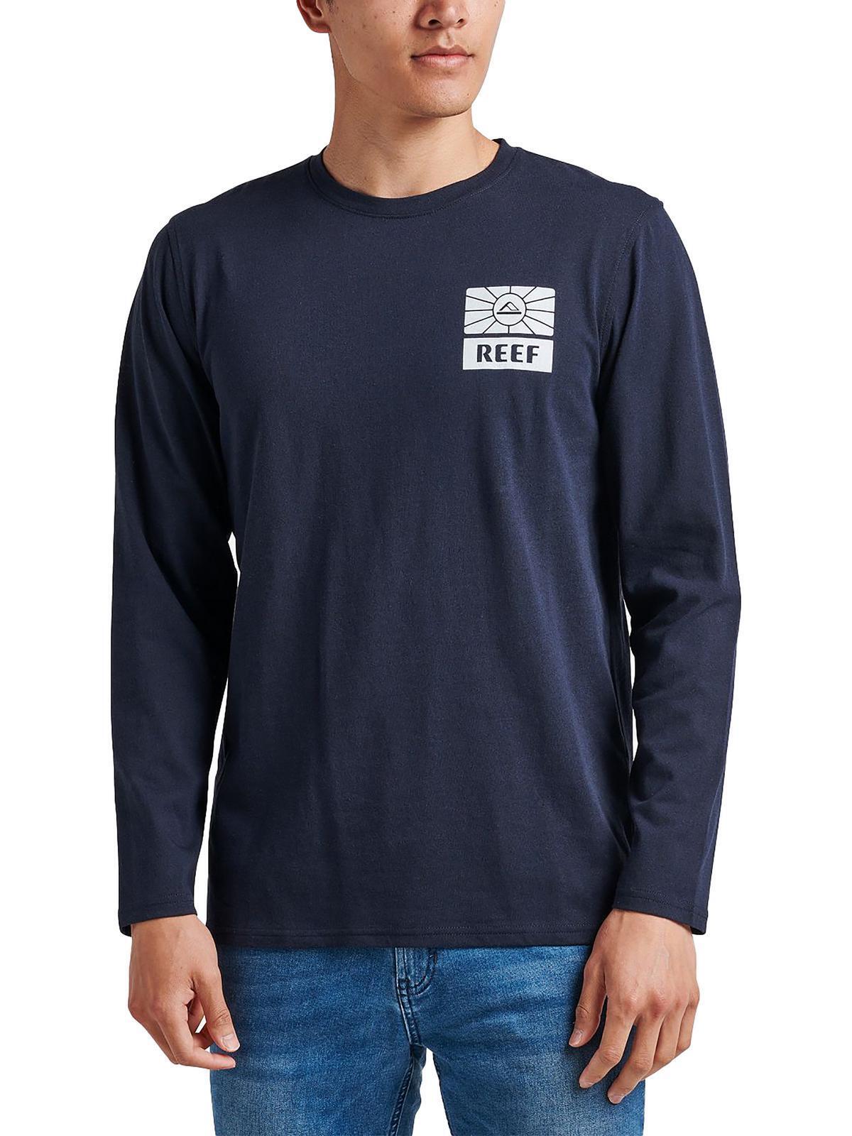 REEF Mens Morning Long Sleeve T Shirt Navy Medium
