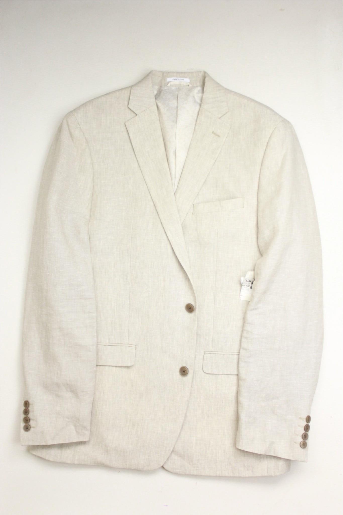 Bar Iii Mens Slim fit Suit Jacket Blazer 42 L Beige Solid