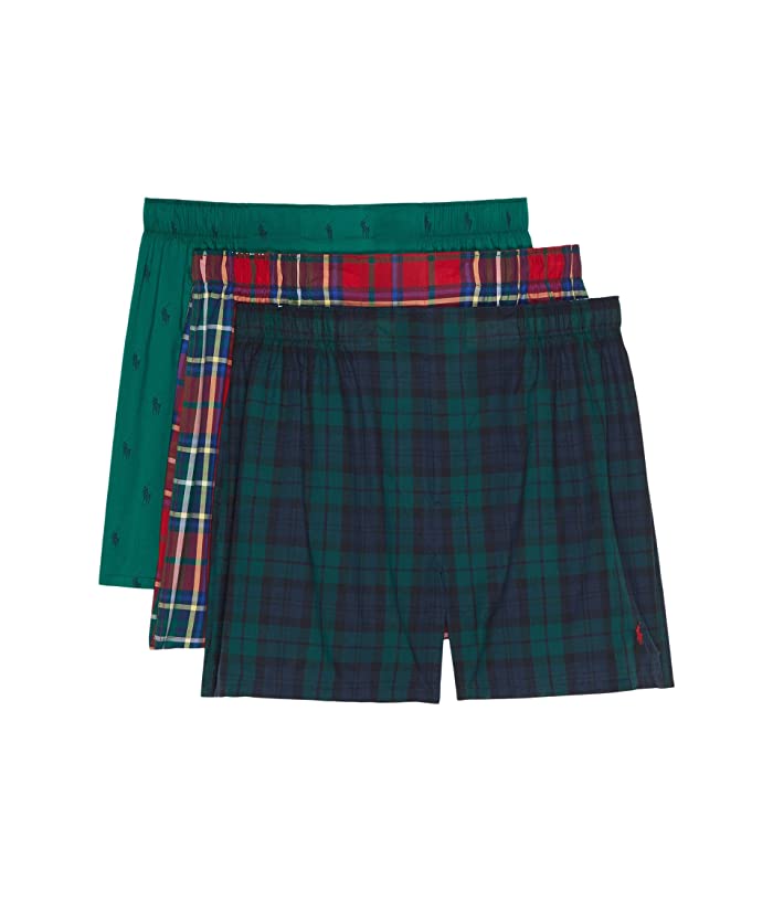 Polo Ralph Lauren Men's 3Pk Classic Woven Boxers  Classic Wine/Gold  Large