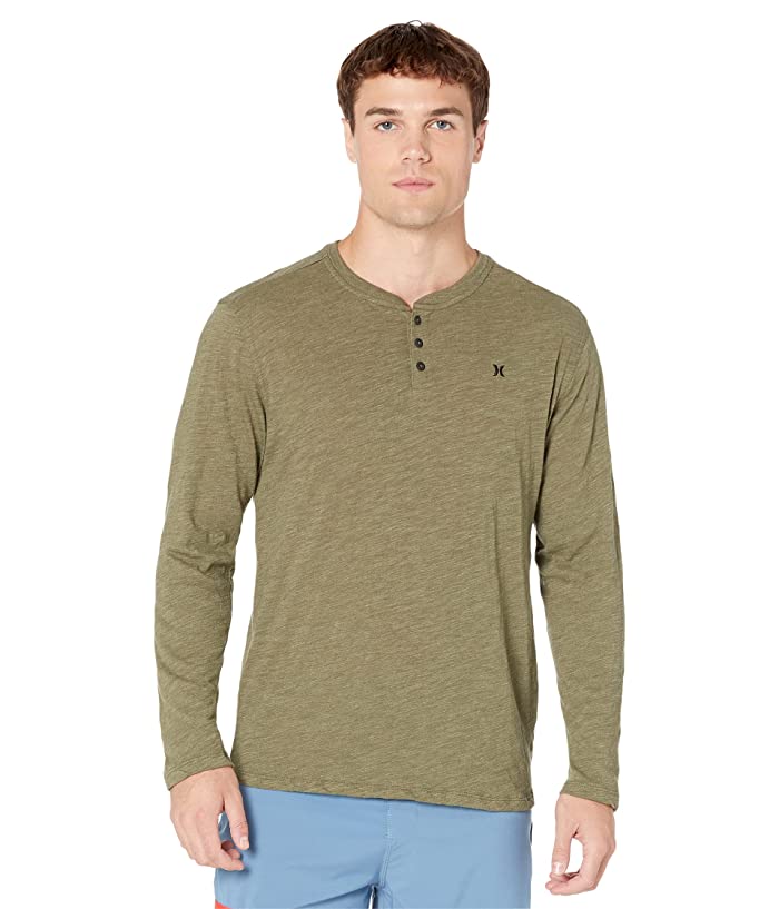 Hurley Men's Vista Henley Long Sleeve Shirt  Olive Green Small
