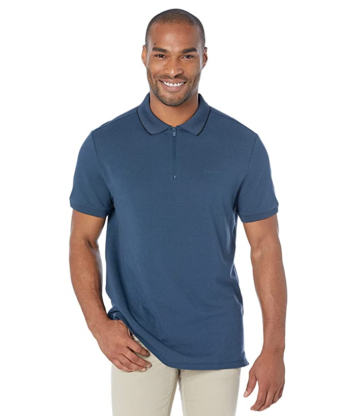 Calvin Klein Mens Athletic Short Sleeve Polo Shirt Blue Large