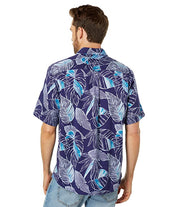 Tommy Bahama Men's Bonita Cove Leaf Print Camp Shirt  Kingdom Blue  Medium