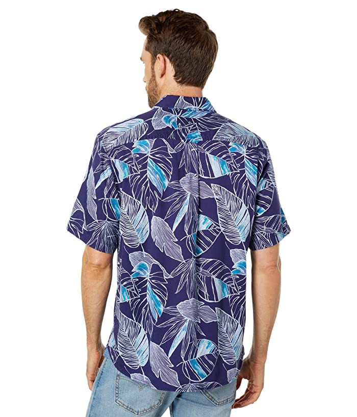 Tommy Bahama Men's Bonita Cove Leaf Print Camp Shirt  Kingdom Blue  Medium