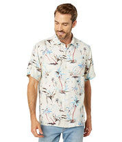 Tommy Bahama Men's Glass Beach Palms Jacquard Shirt Abalone Brown XXL Silk Hawaiian