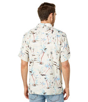 Tommy Bahama Men's Glass Beach Palms Jacquard Shirt Abalone Brown XXL Silk Hawaiian