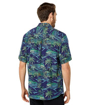 Tommy Bahama Veracruz Cay Scenic Isles Mens Button Down Shirt Blue XL