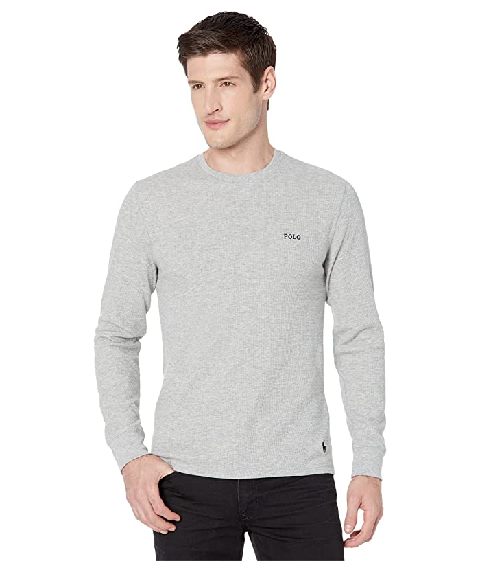 Polo Ralph Lauren Mens Waffle-Knit Long Sleeve T Shirt Andover Heather Grey Small
