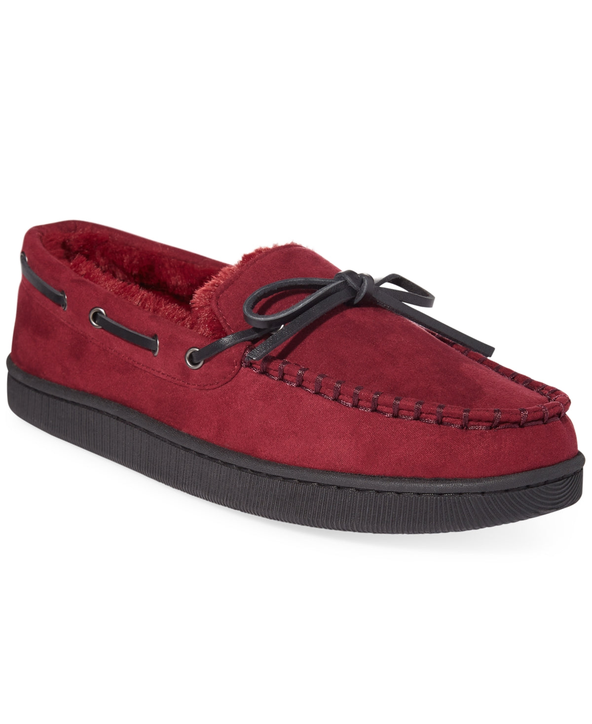 Club Room Mens Moccasin Slippers Burgundy Red Medium 8 - 9