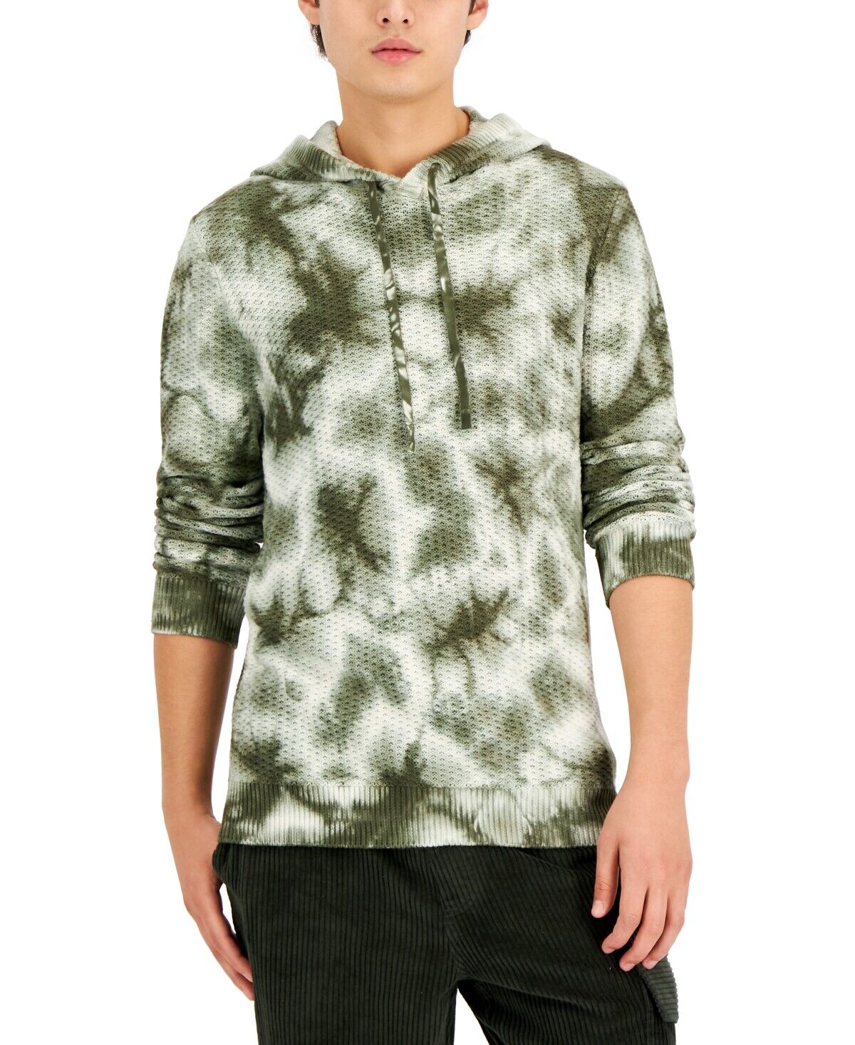 Sun + Stone Men's Tie Dye Hoodie Sweatshirt Winter Moss Green Large