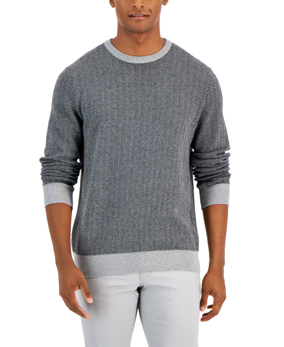 Club Room Mens Striped Crewneck Sweater Black Xxl