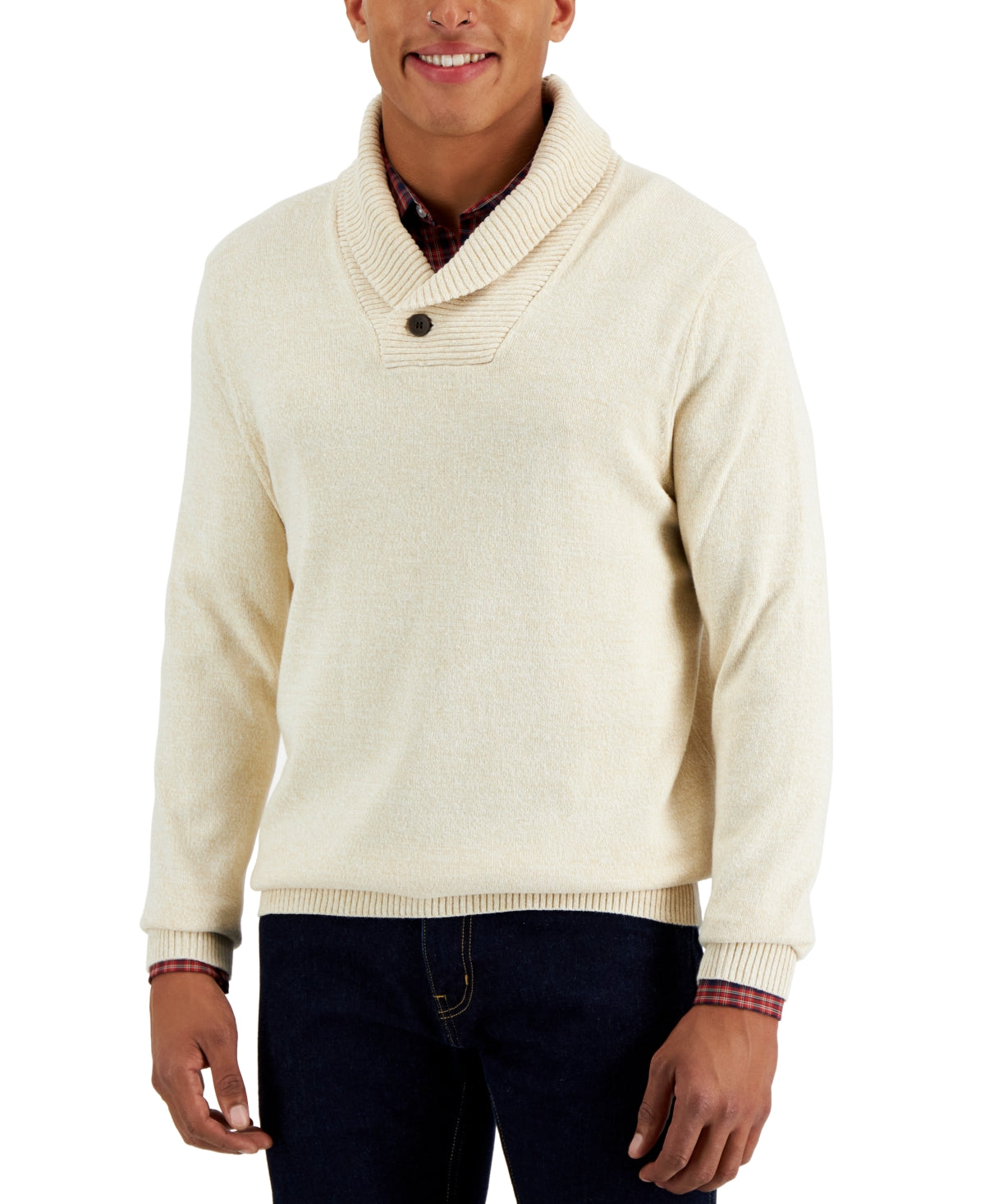 Club Room Men's Ivory Shawl Button Sweater 2XL XXL Tan Beige