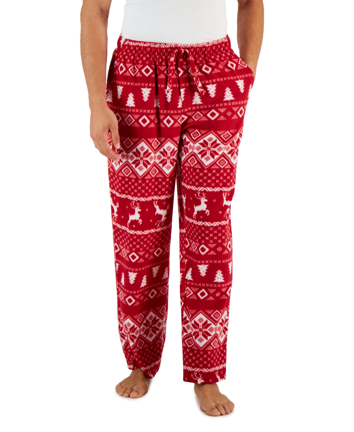 Club Room Men's Sleepwear Fair Isle Red Fleece Pajama Pants XL