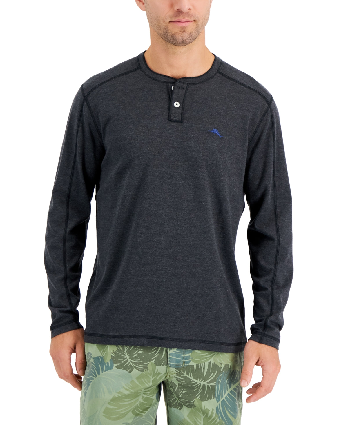 Tommy Bahama Men's Paradise Alley Henley  Coal Black Small