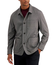 Alfani Men's Regular-Fit Plaid Button Down Shirt Jacket Grey Heather XL