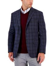 Tommy Hilfiger Men's Modern-Fit Check Sport Coat 36S Blue Red Plaid