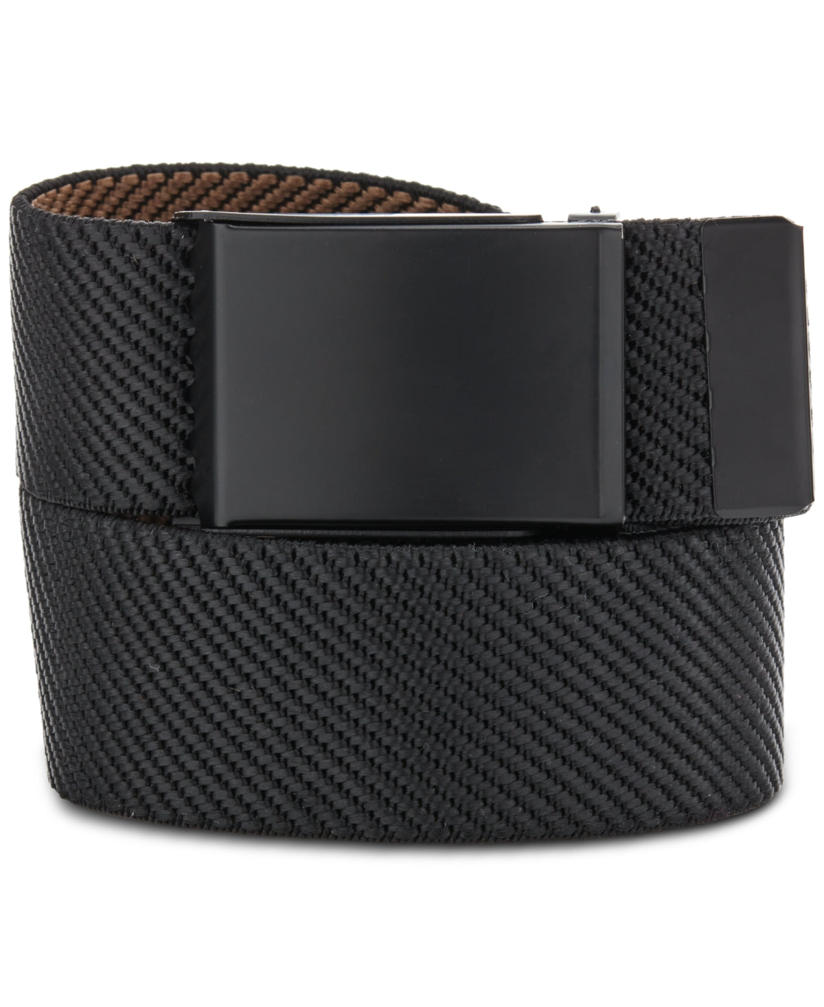 Original Penguin Men's Reversible Elastic Stretch Webbing Belt with Matte Black Finish 30
