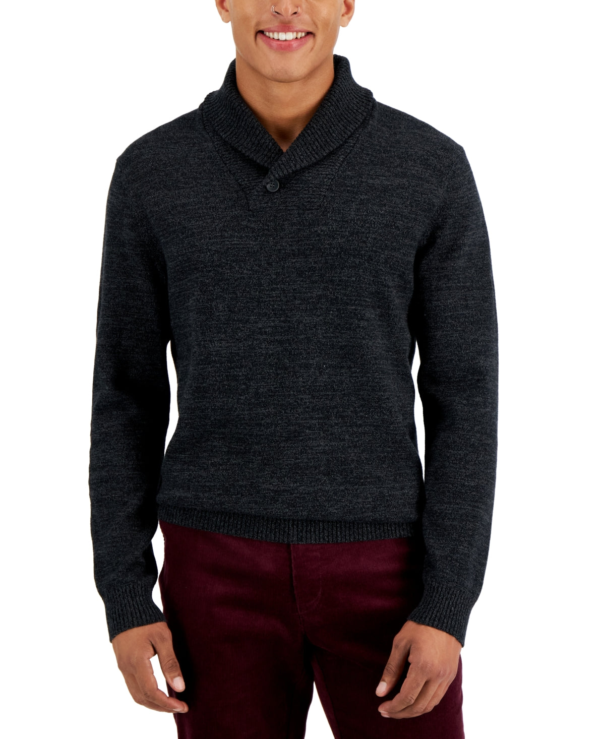 Club Room Black Shawl Button Sweater Mens Large
