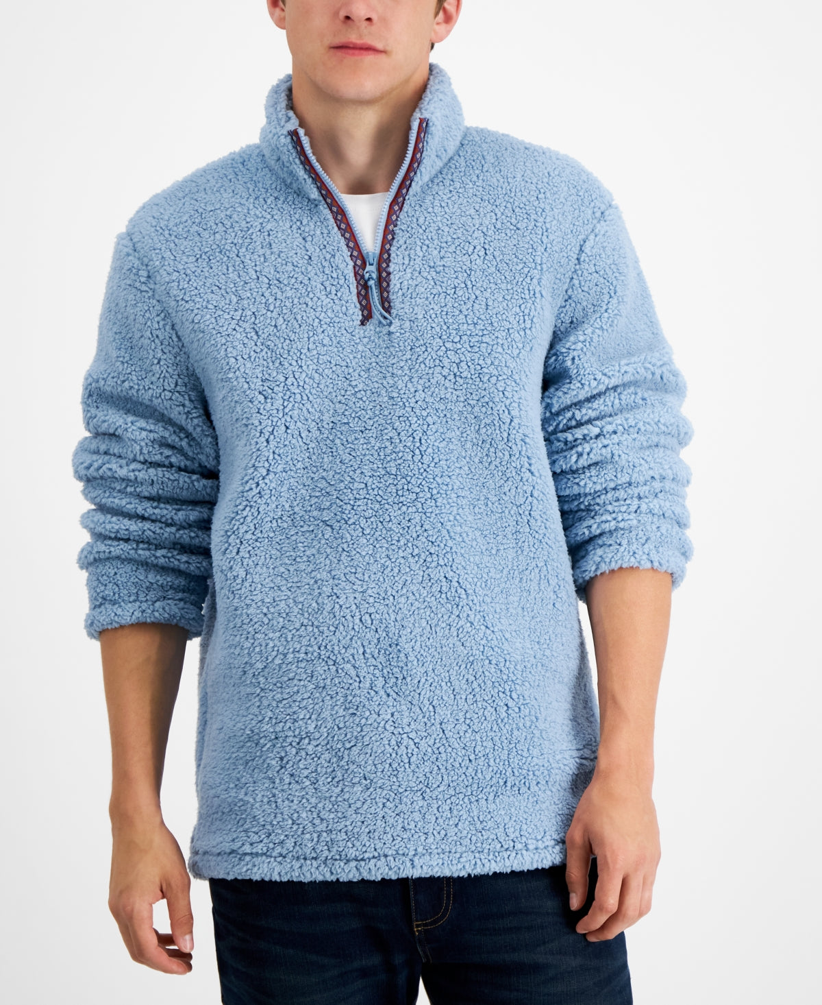 Sun + Stone Men's Sherpa Quarter-Zip Fleece Jacket XXL Mountain Spring