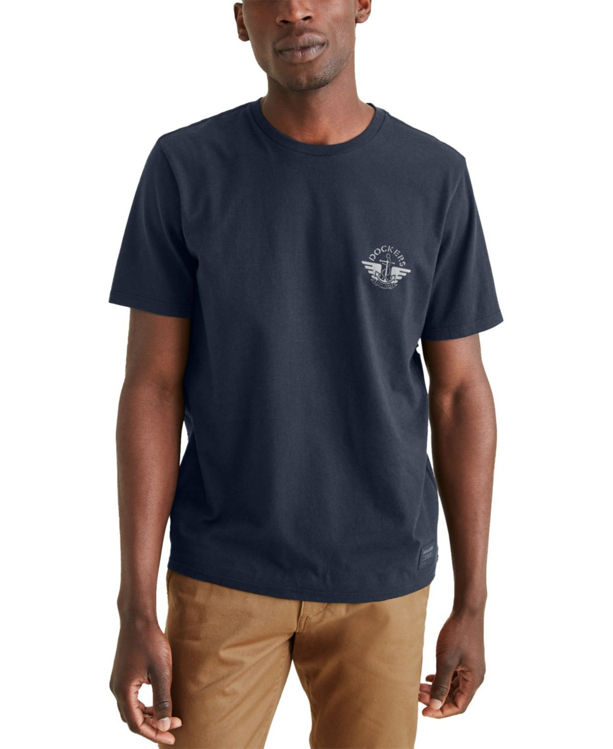 Dockers Mens Wings and Anchor Graphic Slim Fit Short Sleeve T-Shirt Blue Small