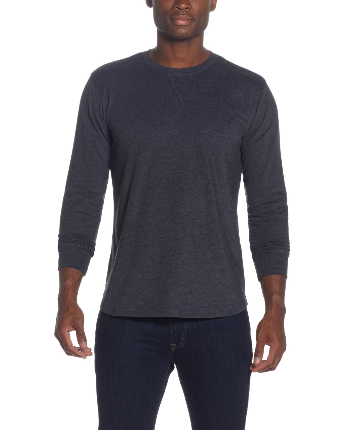 Weatherproof Vintage Mens Long Sleeved Brushed Jersey Crewneck T Shirt Black 2XL
