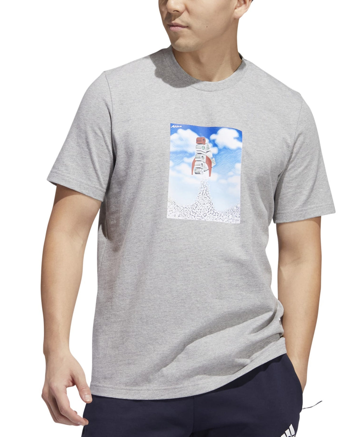 Adidas Men's Boost Graphic Logo Short Sleeve Crewneck T Shirt Grey Large