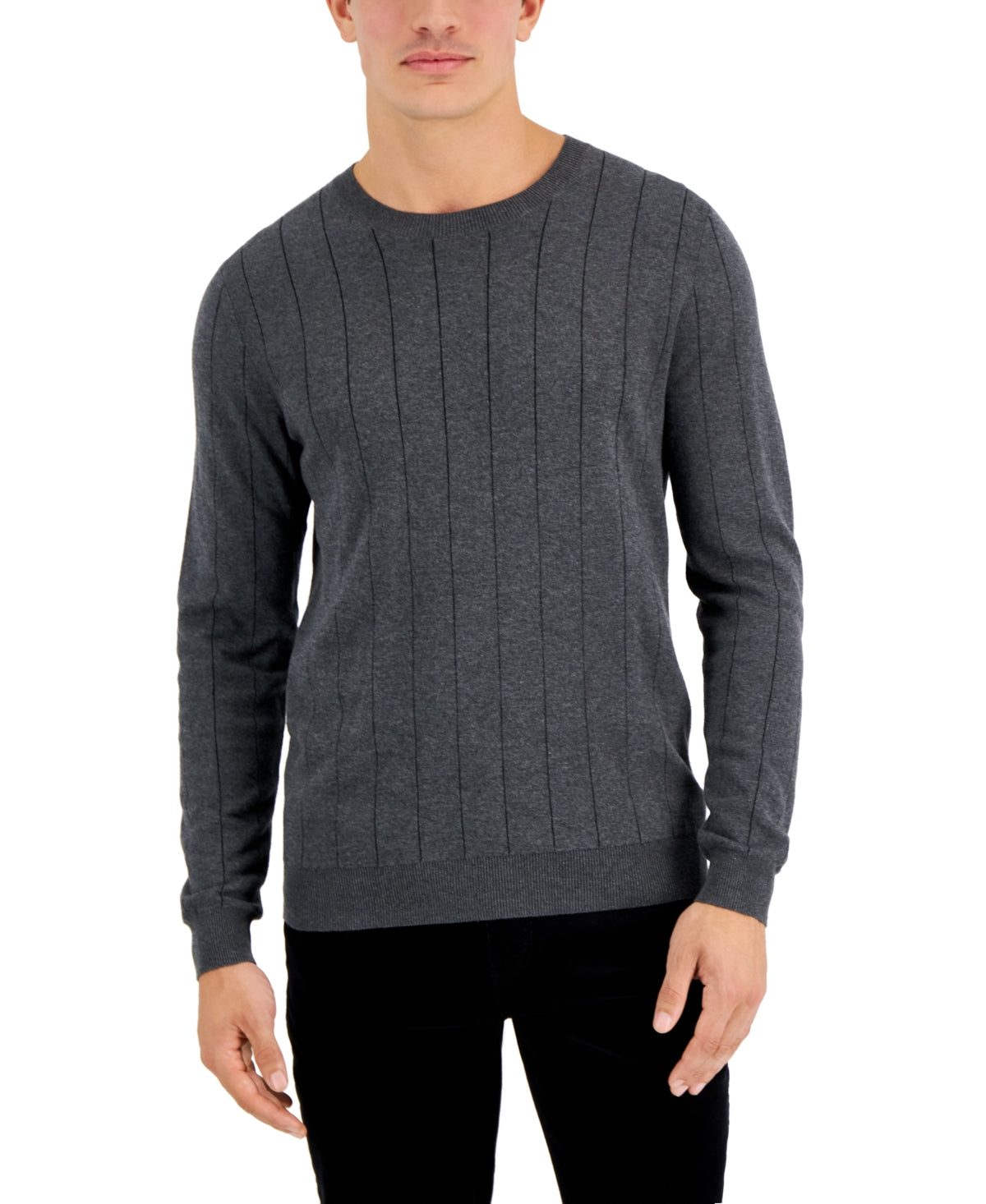 Alfani Mens Double-Knit Sweater Charcoal Grey 2XL