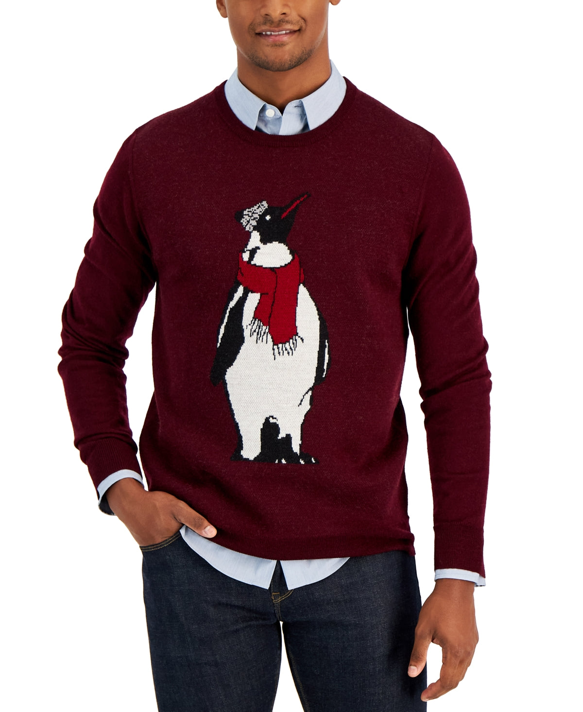 Club Room Men's Wool Blend Crew neck Pullover Sweater Red Xxl