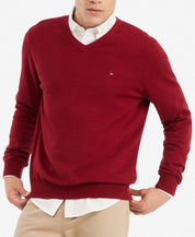 Tommy Hilfiger Mens Signature V-Neck Sweater Rouge XL