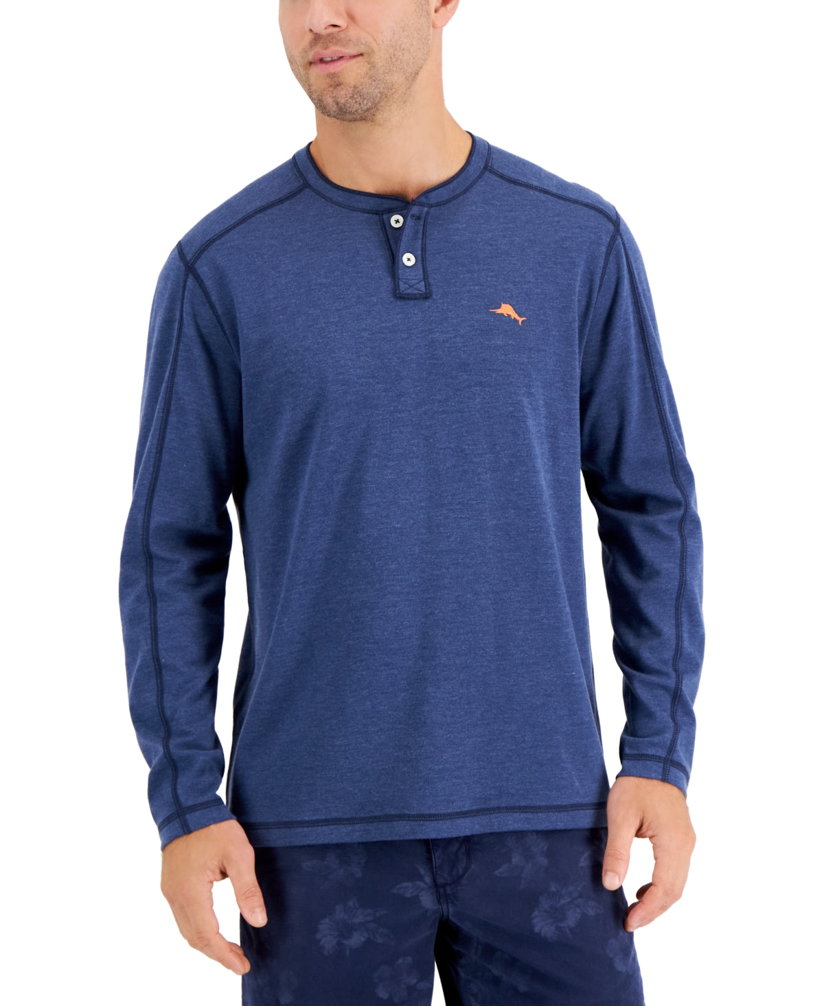 Tommy Bahama Men's Paradise Alley Henley  Blue Note  Navy 3XL