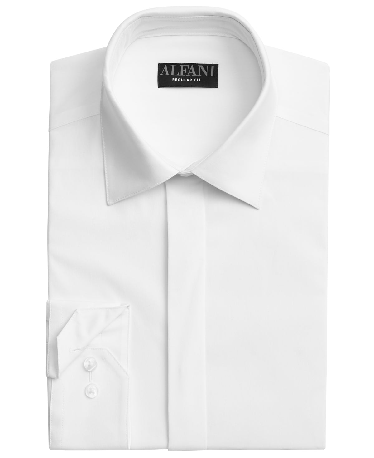 Alfani Men Regular fit Button-Up Shirt Large 16-16.5 32-33 White Solid