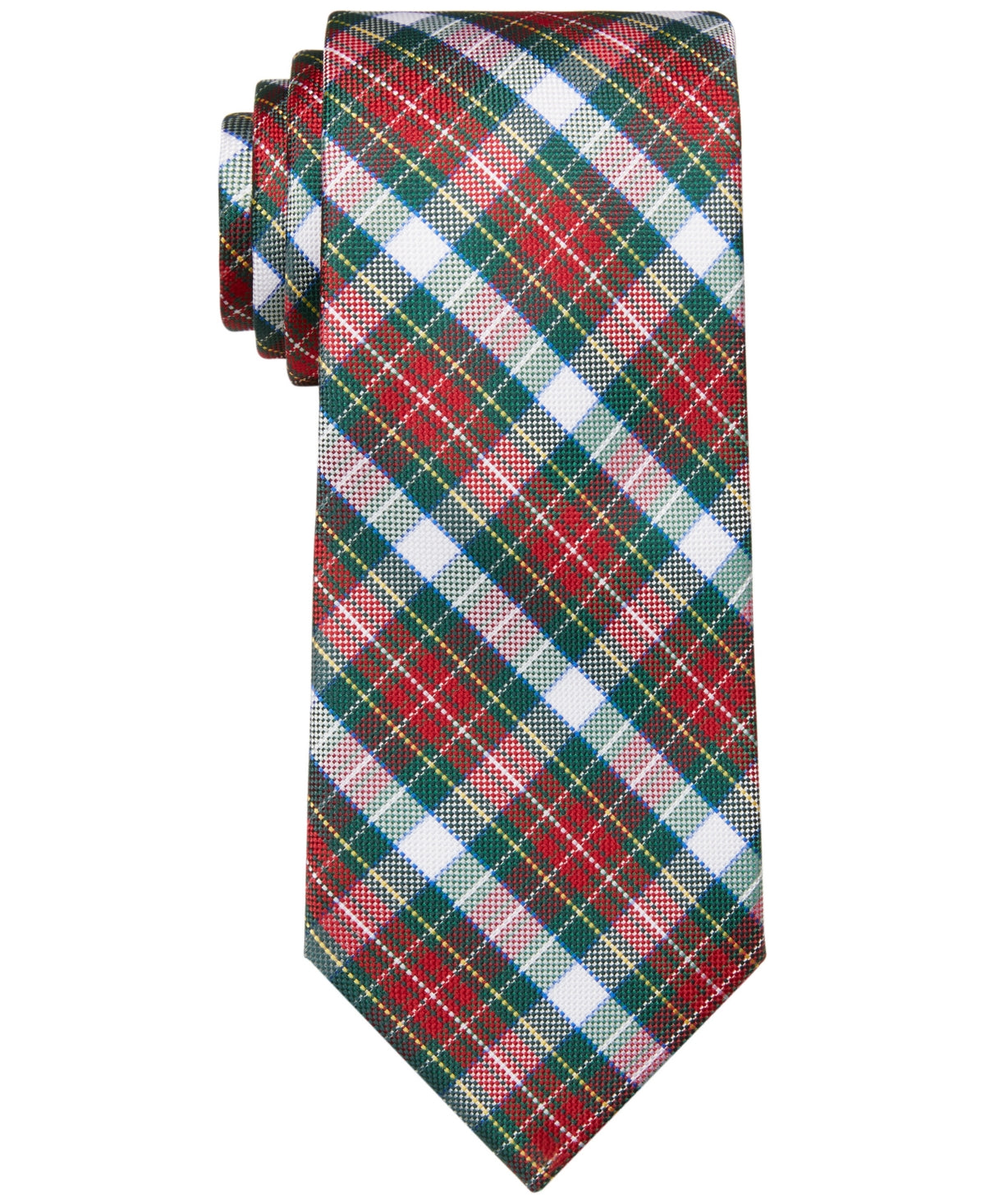 Tommy Hilfiger Mens Red Plaid Tie ONE SIZE Necktie