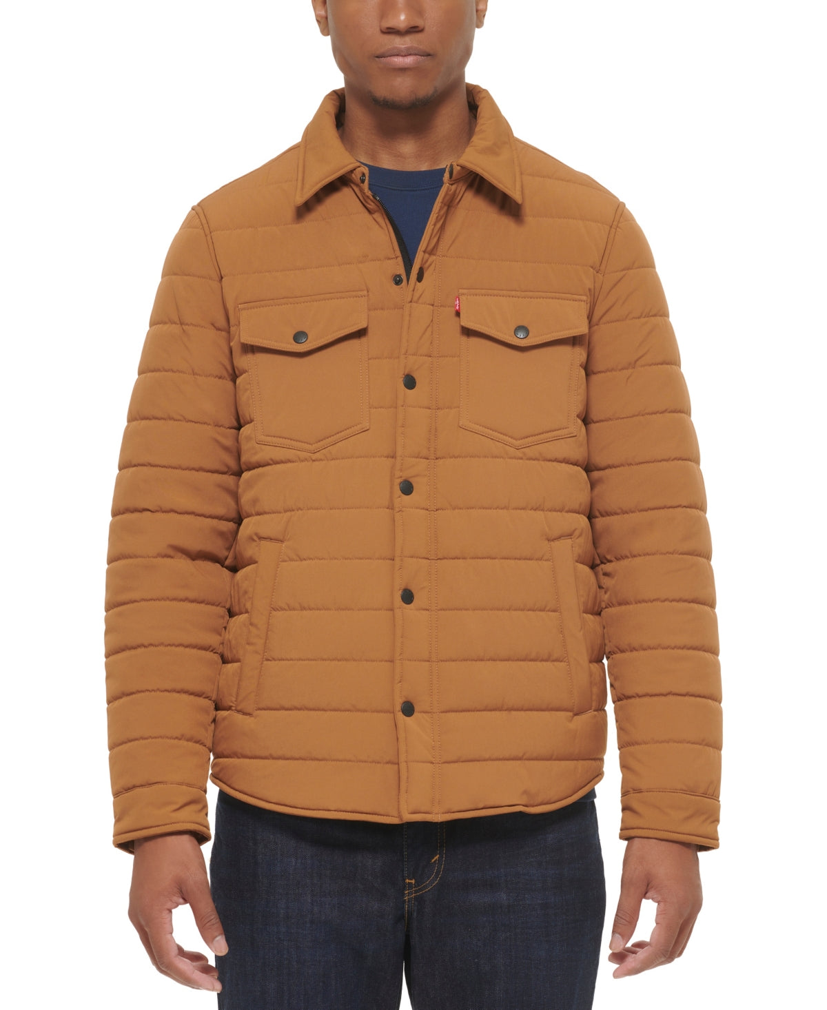 Levis Mens Quilted Shirt Jacket Worker Brown Size Lrge