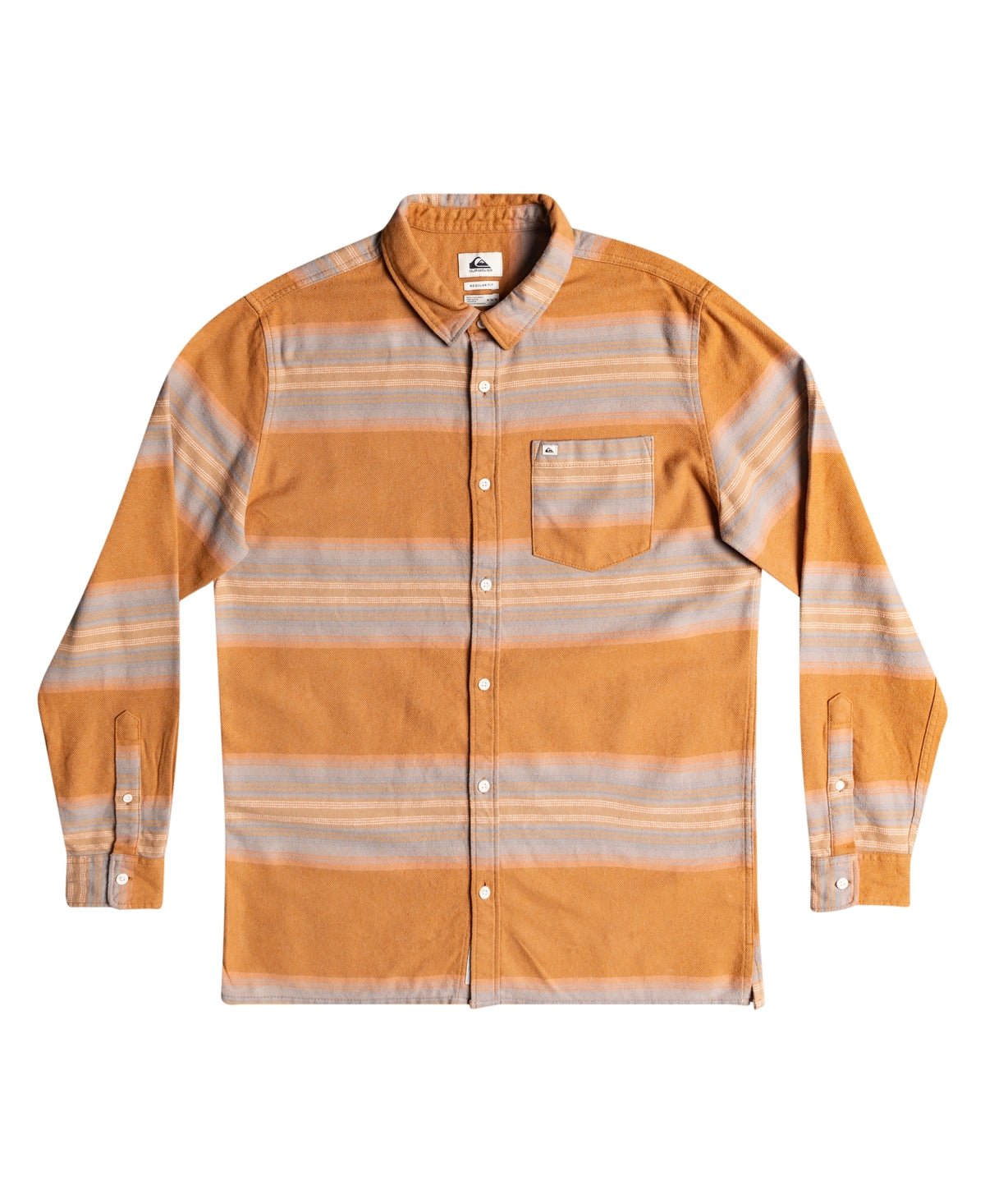Quiksilver Mens Flannel Striped Button-Down Shirt Pink Orange Large