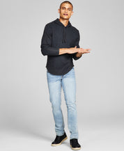 And Now This Men's Thermal Waffle-Knit Hooded T-Shirt Black XL