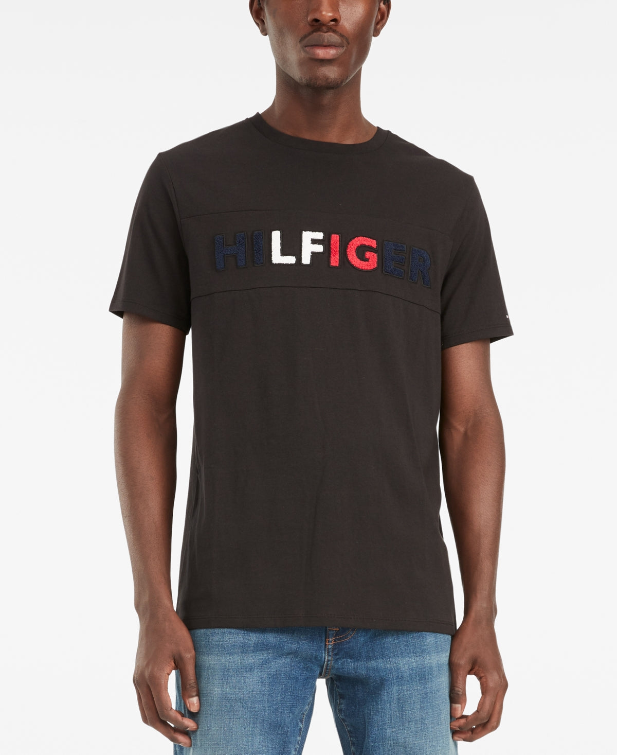 Tommy Hilfiger Mens American Logo Tee Shirt  Black Small